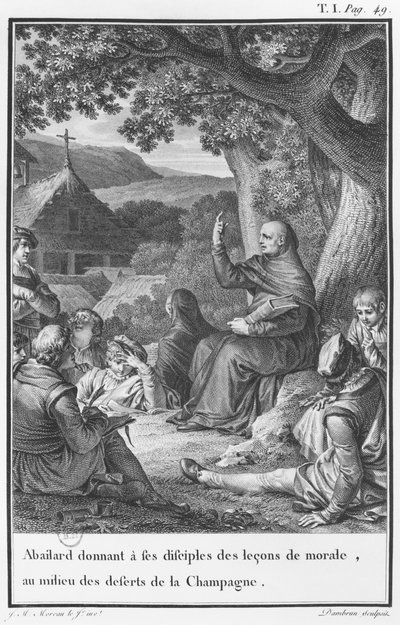 Abelard Lecturing Among Disciples in the Deserted Champagne, Illustration from 